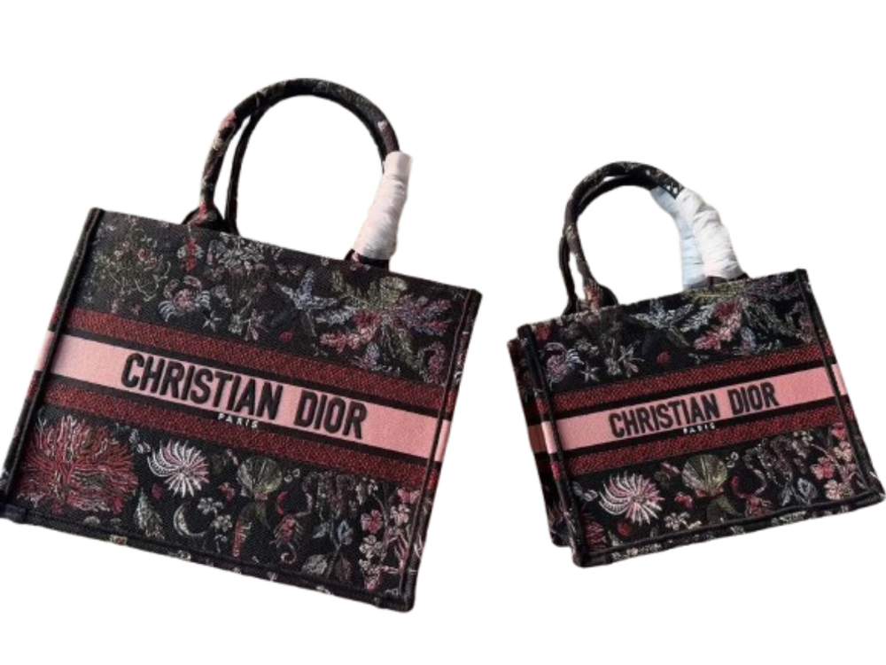 Christian Dior ocean plant jacquard book tote handbag