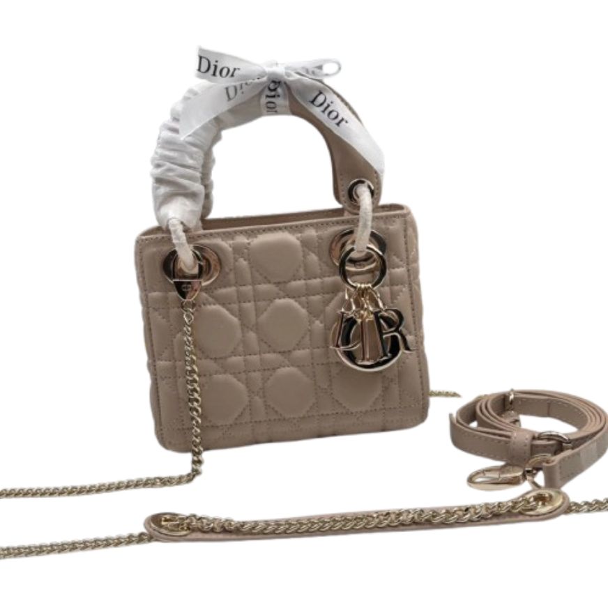 Dior Mini Lady Dior beige cannage leather handbag