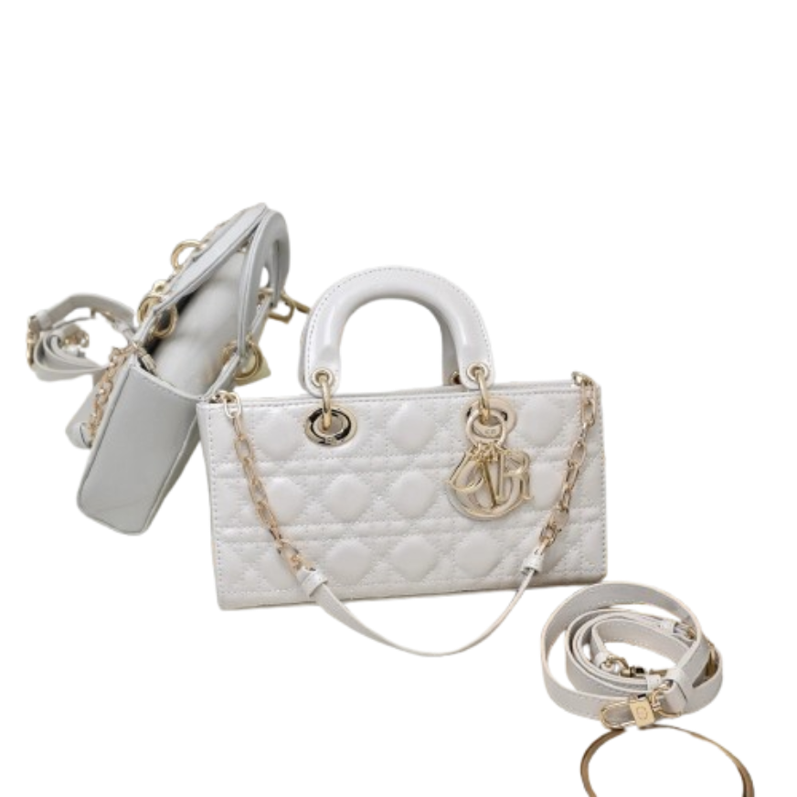Dior horizontal Lady D-Joy white cannage leather crossbody bag