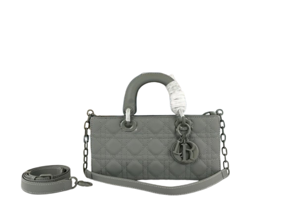 Dior D-Joy matte grey cannage leather handbag