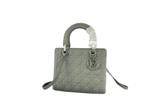 Dior Mini Lady Dior matte grey cannage leather handbag
