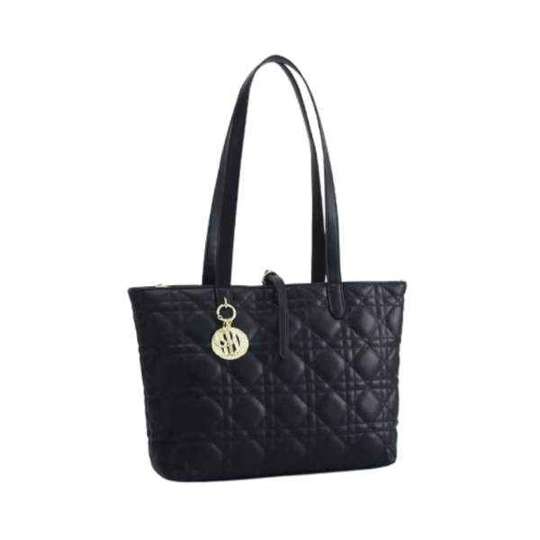 Dior black cannage leather tote handbag