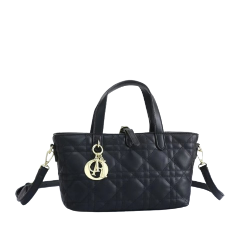 Dior small cannage black leather tote crossbody bag