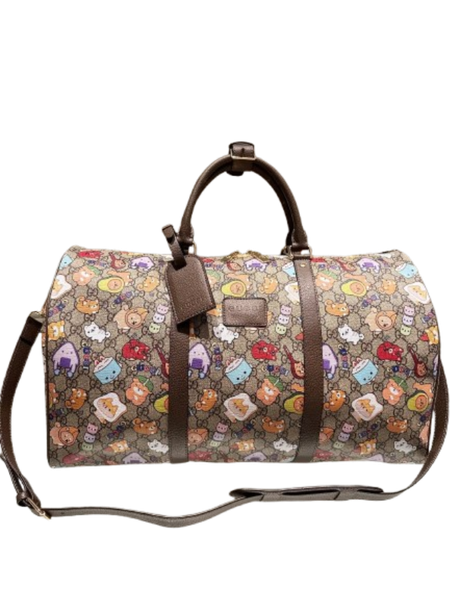 Gucci cartoon animal print GG canvas duffle travel bag
