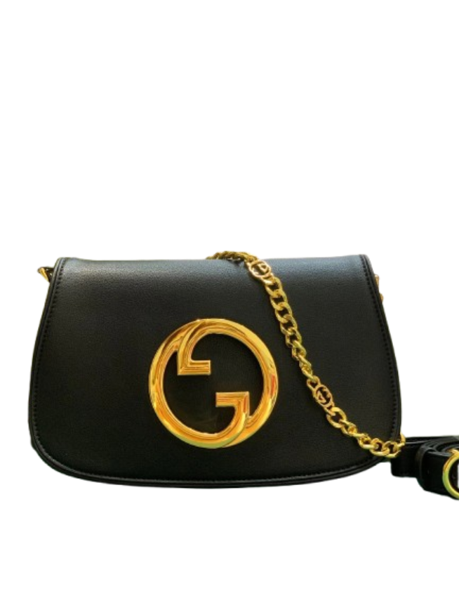 Gucci Interlocking G black leather chain crossbody bag