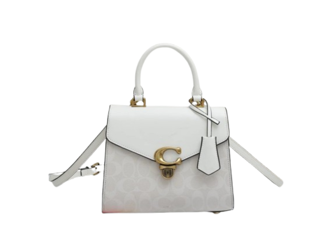 Coach Tabby top-handle white signature canvas crossbody bag