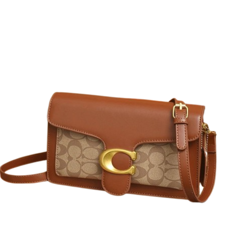 Coach Tabby brown color-block signature canvas crossbody bag
