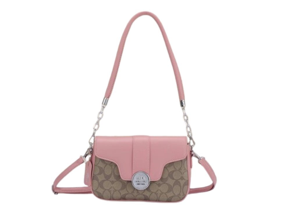 Coach pink color-block classic C logo shoulder crossbody bag