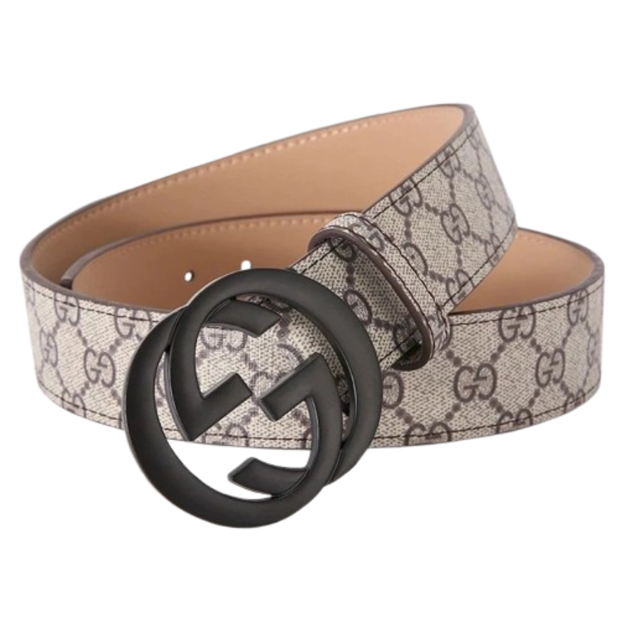 Gucci,interlocking G embossed pin buckle belt