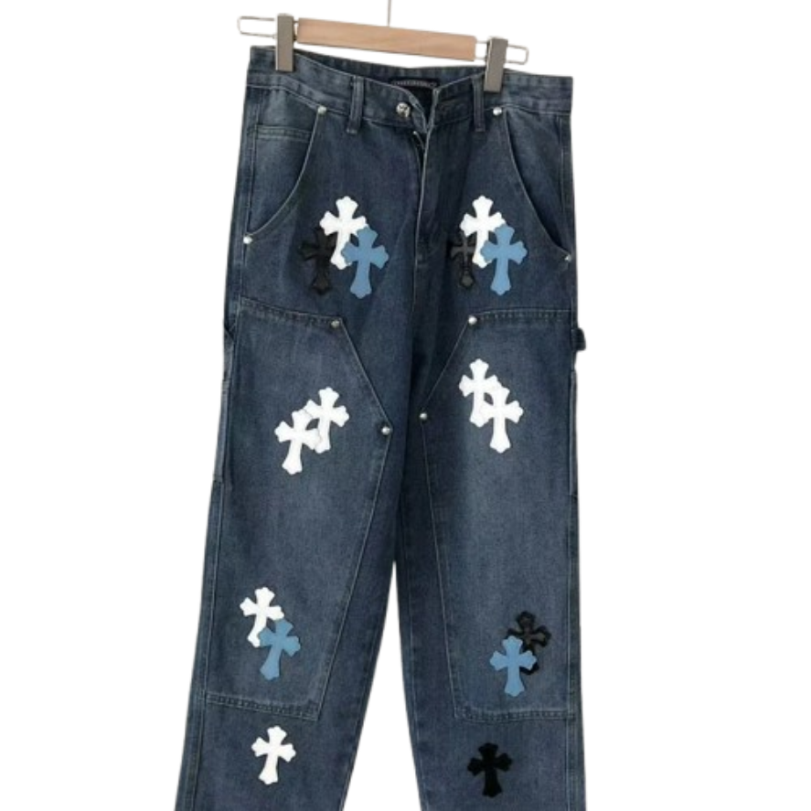 Chrome Hearts，Multi-Color Cross Patch Carpenter Jeans